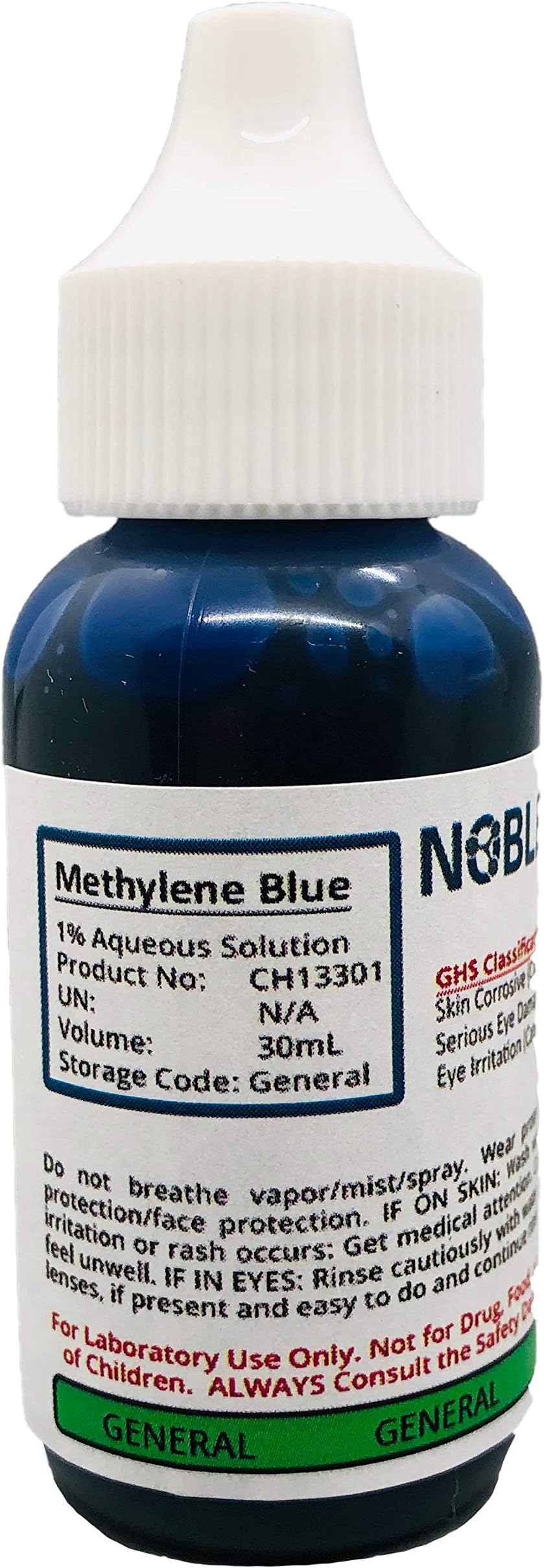 Methylene Blue 1% Aqueous Solution, 30mL, by Noble Scientific