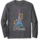 Eiffel Tower Paris Holiday France Shirt Souvenir Women Kids Long Sleeve T-Shirt