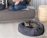 Enjamoy Plush Donut Dog Bed Calming Round Pet Cushion 60cm Dark Grey view 5