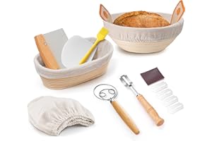 Bread Proofing Basket, HaSteeL 9" Round & 10" Oval Banneton Proofing Basket Set of 8, Sourdough Starter Kit for Making Artisa