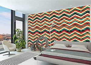 LCGGDB Chevron Wall Stickers Murals,Funky Vibrant and Artistic Paperhanging Wallpaper for Office Livingroom Girls Bedroom Family Wall Decals-118x83 Inch