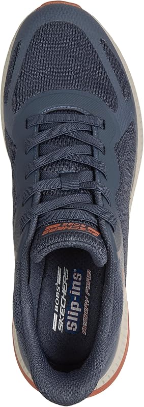 Uomo Bobs Squad 4 Sneaker, Navy Orange Mesh, 43 EU