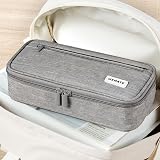 WEMATE Large Pencil Case Canvas 5 Compartments 9x4.3x2.4in Light Grey view 7
