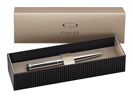Parker S0723510 Vector Kugelschreiber (edelstahl mit edelstahleinfassung, blaue Tinte, Geschenkbox)