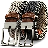 KEMISANT Braided Belt Reversible,Elastic Stretch Belt for Gift Men Golf Casual 1 3/8",2 In 1 Belt