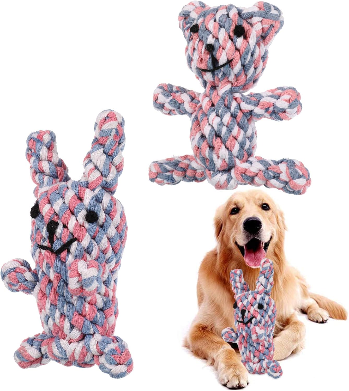FANTESI 2 Pack Dog Rope Toys, Pet Puppy Rope Chew Toys Teeth Dogs