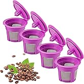 Haetyly 4 Pack Reusable K Cups Coffee Filters, Compatible with Keurig Brewers 1.0 and 2.0Coffee Makers - Universal Kcup Filte