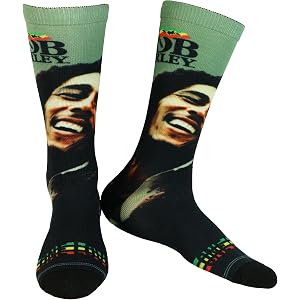 Bob Marley One Love Men's Mid-Calf Sublimated Crew Socks 1 Pair