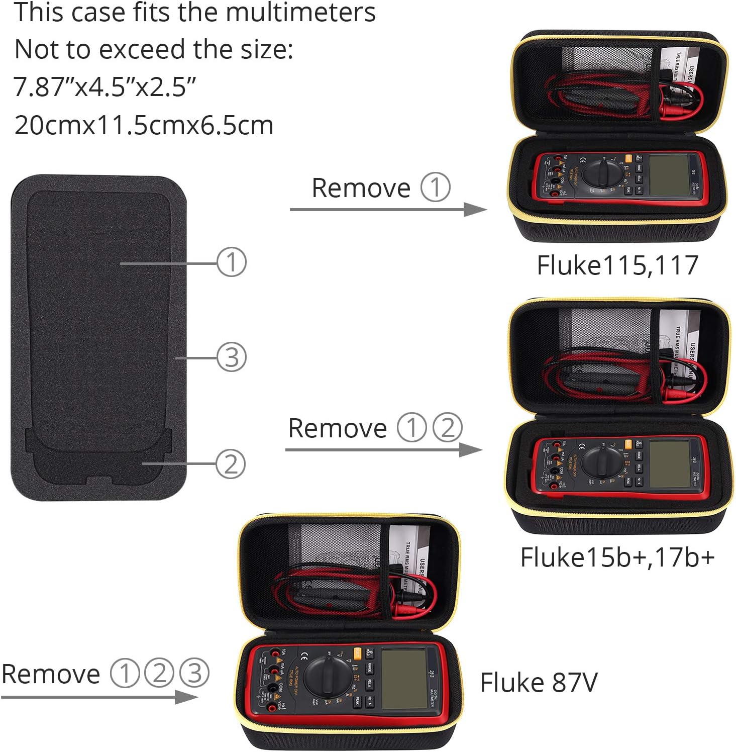 Proster Multimeter Case with DIY Sponge Carrying Case for Digital Multimeter Nylon EVA Waterproof Material Multi Tester Storage Bag with Mesh Pocket Multimeter - Image 5
