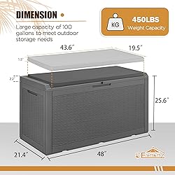 Devoko 100 Gallon Waterproof Large Resin Deck Box