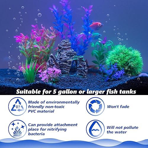 Ameliade Aquarium Artificial Plastic Plants Decorations and Rock