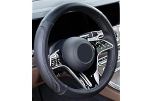 Magnelex Microfiber Leather Steering Wheel Cover – Black. Heat Resistant Anti-Slip Car Wheel Wrap - Compatible with Most Makes and Models of Cars and Trucks with 14.5 to 15 Inch Steering Wheels