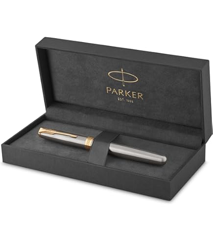 Amazon.com : Parker Sonnet Fountain Pen Chiseled Silver with Gold