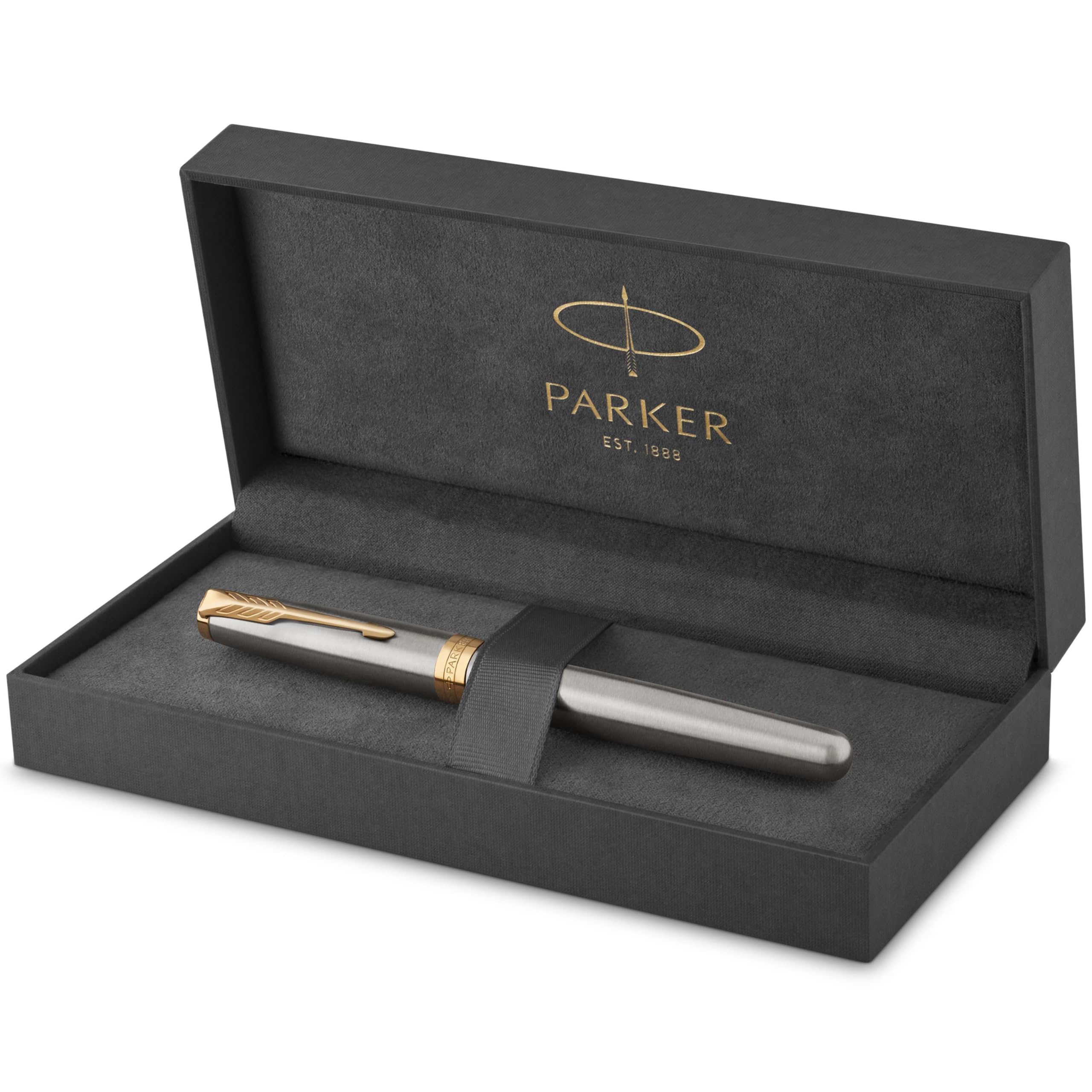 Parker Sonnet Fountain Pen | Stainless Steel with Gold Trim | Fine Nib | Gift Box