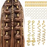 Matwsec 56 Pcs Gold Hair Jewelry for Braids Accessories Hair Cuffs | Adjustable Hair Rings Gold Hair Charms Decorations for Men Women Hair Braid Accessories Hair Clips for Braids