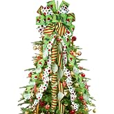 WinPion 12 Pcs Christmas Tree Topper Bows,44 x 13 Inch Large Christmas Bows | Christmas Tree Bows,Red and Green Bows for Christmas Tree Topper Wreaths for Tree Indoor/Outdoor Christmas Decoration