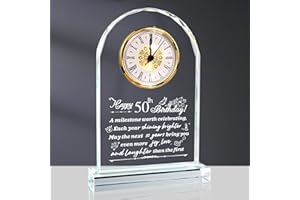QIANCHANG 50th Birthday Gift for Men and Women, Crystal Roman Numerals Decorated Quartz Clock, for 50 Year Old Women, 50th Birthday Gift for Men