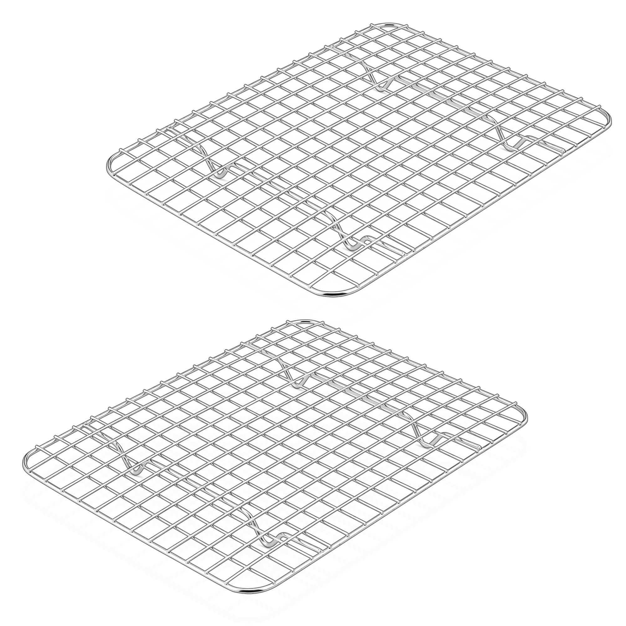 Herogo Small Cooling Rack, Stainless Steel Wire Rack Set of 2, 24.5x20x2 cm Fit Small Oven Tray, Metal Oven Baking Rack for Cake Cookies Bread, Smooth Edges & Rust Free, Oven & Dishwasher Safe
