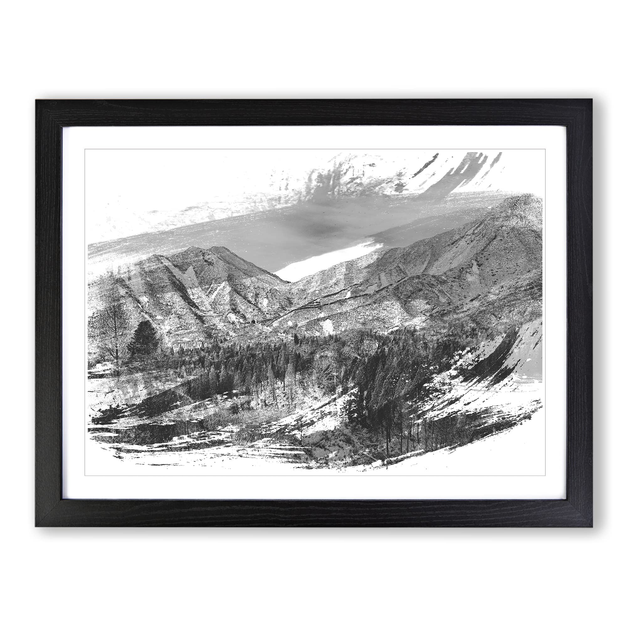 Landscape Aso Kumamoto Japan Mountain Vol.3 V1 Modern Framed Print | A4 Black Framed Wall Art | Ready to Hang | Modern Landscape Picture | Living Room Bedroom Lounge Office
