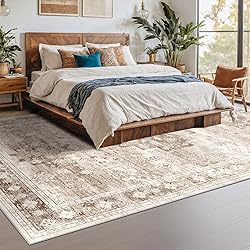 Washable Farmhouse Living Room Rug, 9x12 Area Rugs