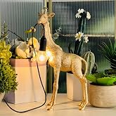 HTXRUCY Resin Giraffe Table Lamp, H 14 in. Gold Novelty Accent Lamp, E12 | Small Gold Resin Giraffe Decor Lamp, Ideal Nightstand Lighting for Bedroom, Living Room, Office &amp; Cafe