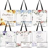 Clysee 12 Pcs Christian Gift Bible Tote Bags for Women Christian Makeup Bags Bulk Inspirational Religious Floral Canvas Church Bag Reusable Bible Verse Toiletry Pouch for Women Travel Gift