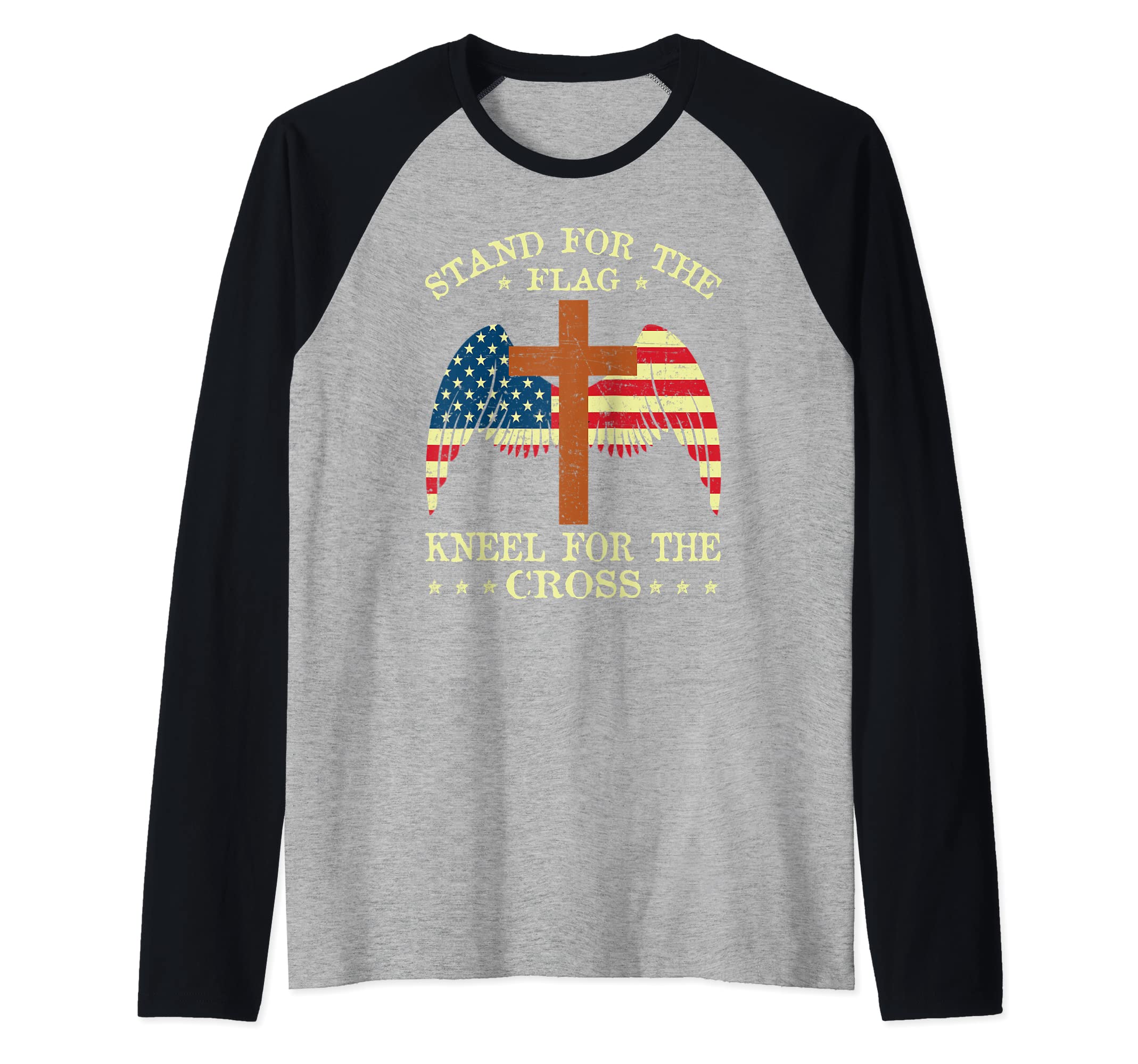 I Stand For The Flag Kneel For The Cross Memorial Day Raglan Baseball Tee