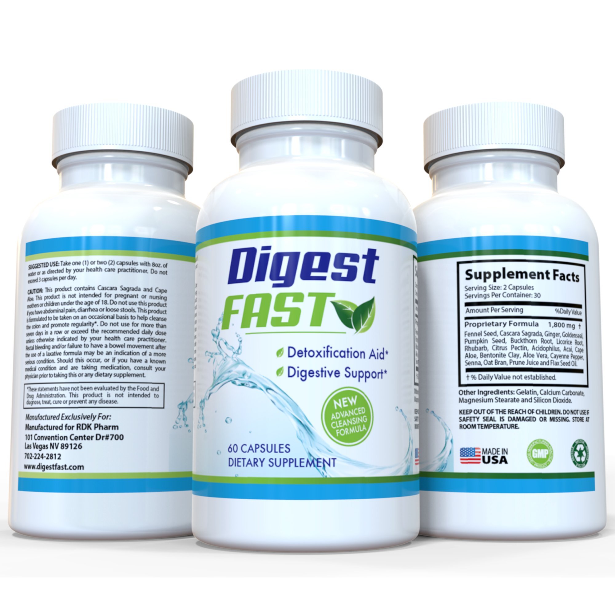Digestive Detox and Colon Detox Cleanse Supplement 60 Capsules for