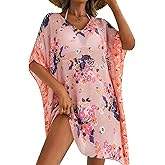 Moss Rose Women's Swimsuit Cover up Beach Kaftan for Bathing Suit with Floral Pattern