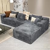 Corduroy Boneless Couch for Living Room, 104" Cloud Sectional Couch with L-Shape Chaise, Modern Modular Sofa, Deep Seat Comfort, No Assembly Required