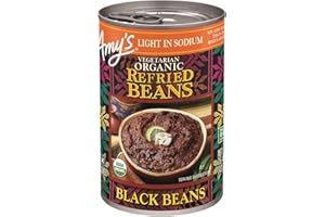 Amy's Organic Refried Beans Canned, Light in Sodium Refried Black Beans, Vegan Gluten Free and Vegetarian, 15.4 Oz