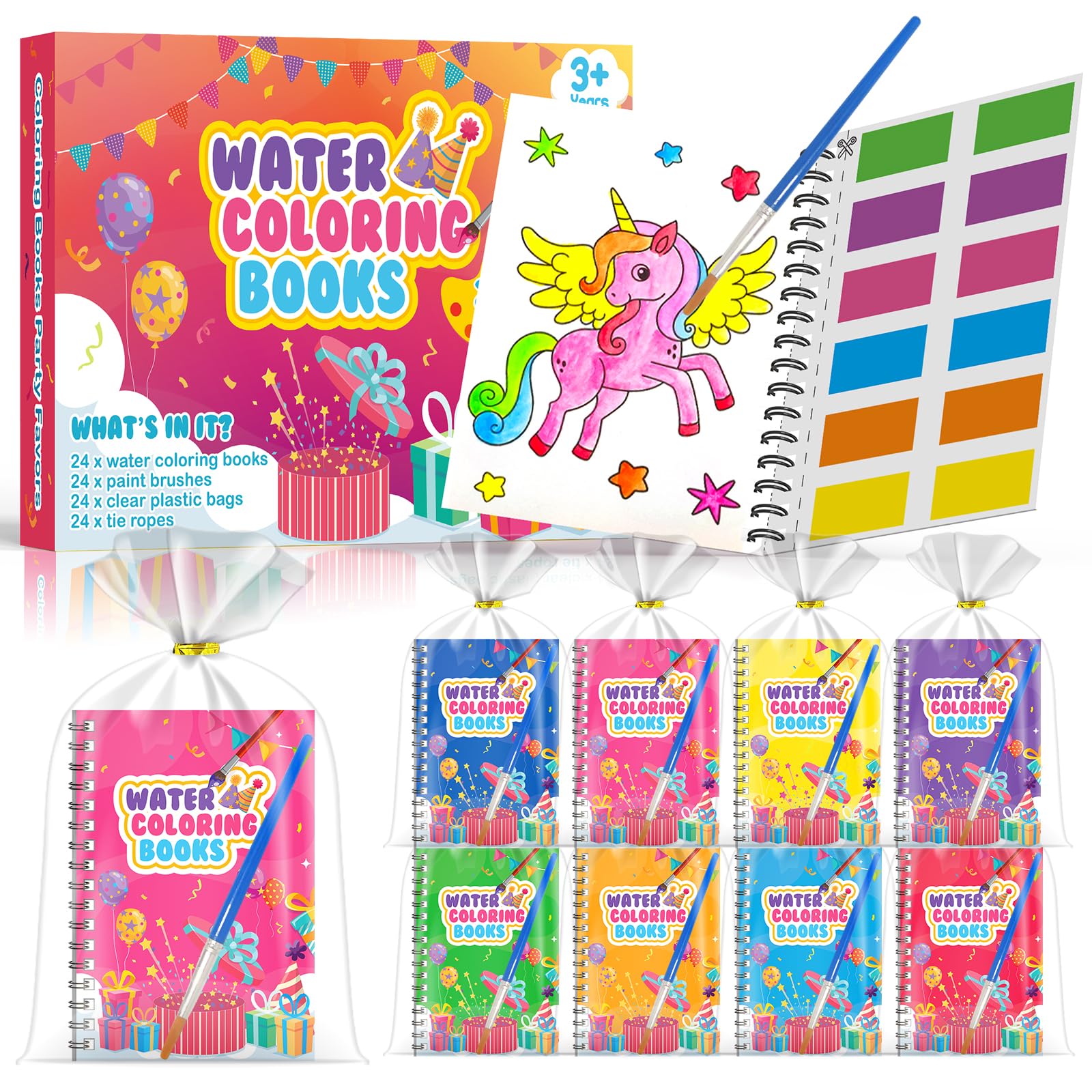 LIKYMO Water Colouring Books, Party Bags Fillers for Kids – Mini Colouring Books, Water Painting Books for Kids, Class Gifts, Birthday Return Gifts for Ages 4-9 (24 Gifts)