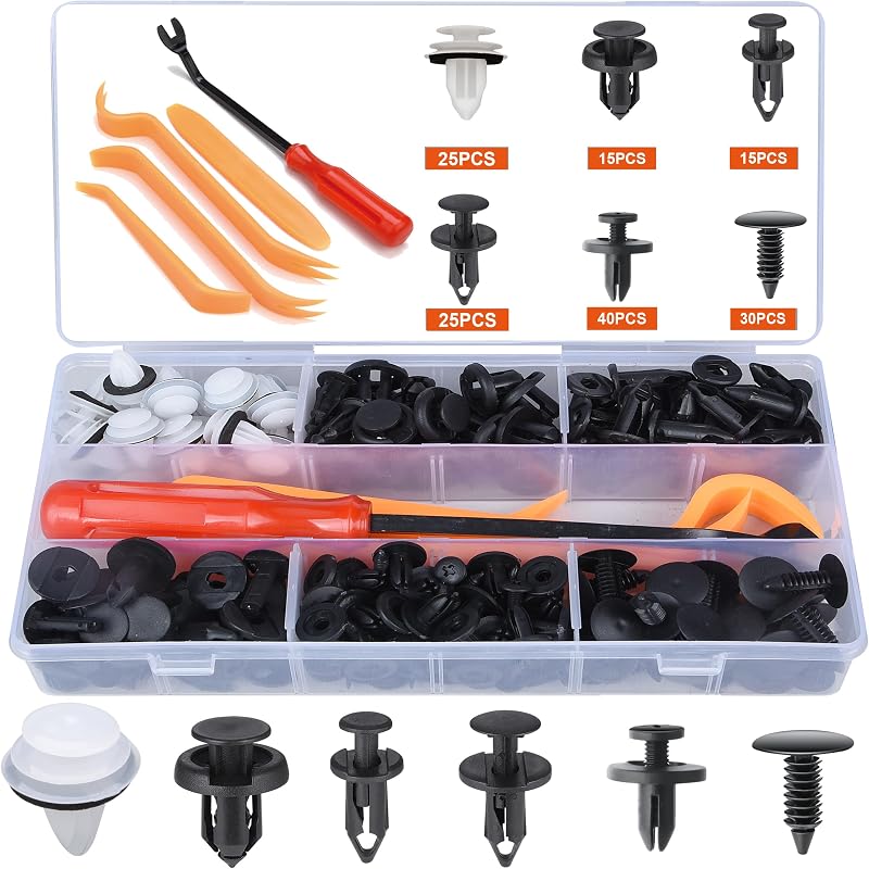 Preciva 155pcs Car Retainer Clips Kit 6 Sizes Nylon Bumper Door Panel