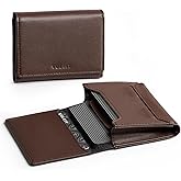 VULKIT Business Card Holder Premium Leather RFID Blocking Card Case With ID Window Magnetic Closure Holds Up to 40 Business Cards