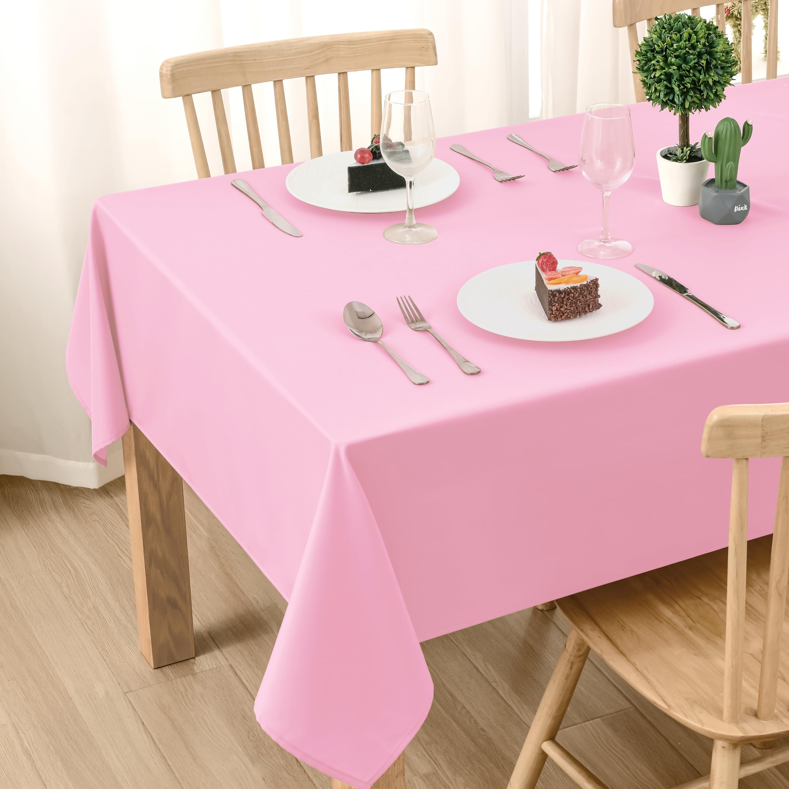 DWCN Wipe Clean Tablecloth Pink Table Cloth Outdoor Table Cloth Waterproof Tablecloth Wipeable Tablecloths Rectangular Polyester 130X160 cm