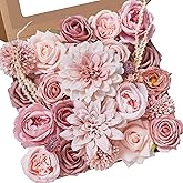 Alecono Artificial Flowers, Dusty Pink Silk Fake Flowers for DIY Wedding Bridal Bouquets, Wedding Cake Flowers for Table Centerpieces Baby Shower Birthday Party Home Decorations