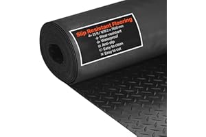 VEVOR Garage Floor Roll, 4 x 25 ft Garage Flooring Mat, 3 mm Thickened Rubber Diamond Plate Floor Protector Mat, Non-Slip, We