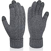 Wandx Womens Winter Gloves, Warm Knit Gloves for Cold Weather Long Cuff Touch Screen Gloves for Women Men