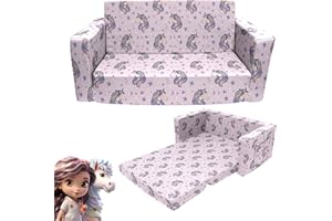 Truwelby Kids Sofa, Children's Extra Wide Convertible Sofa to Lounger - Extra Soft 2 Seats 2 in 1 Flip Open Chair & Sleeper, Cute Dinosaur Print Toddler Chair Kids Couch for Kids Girls Boys