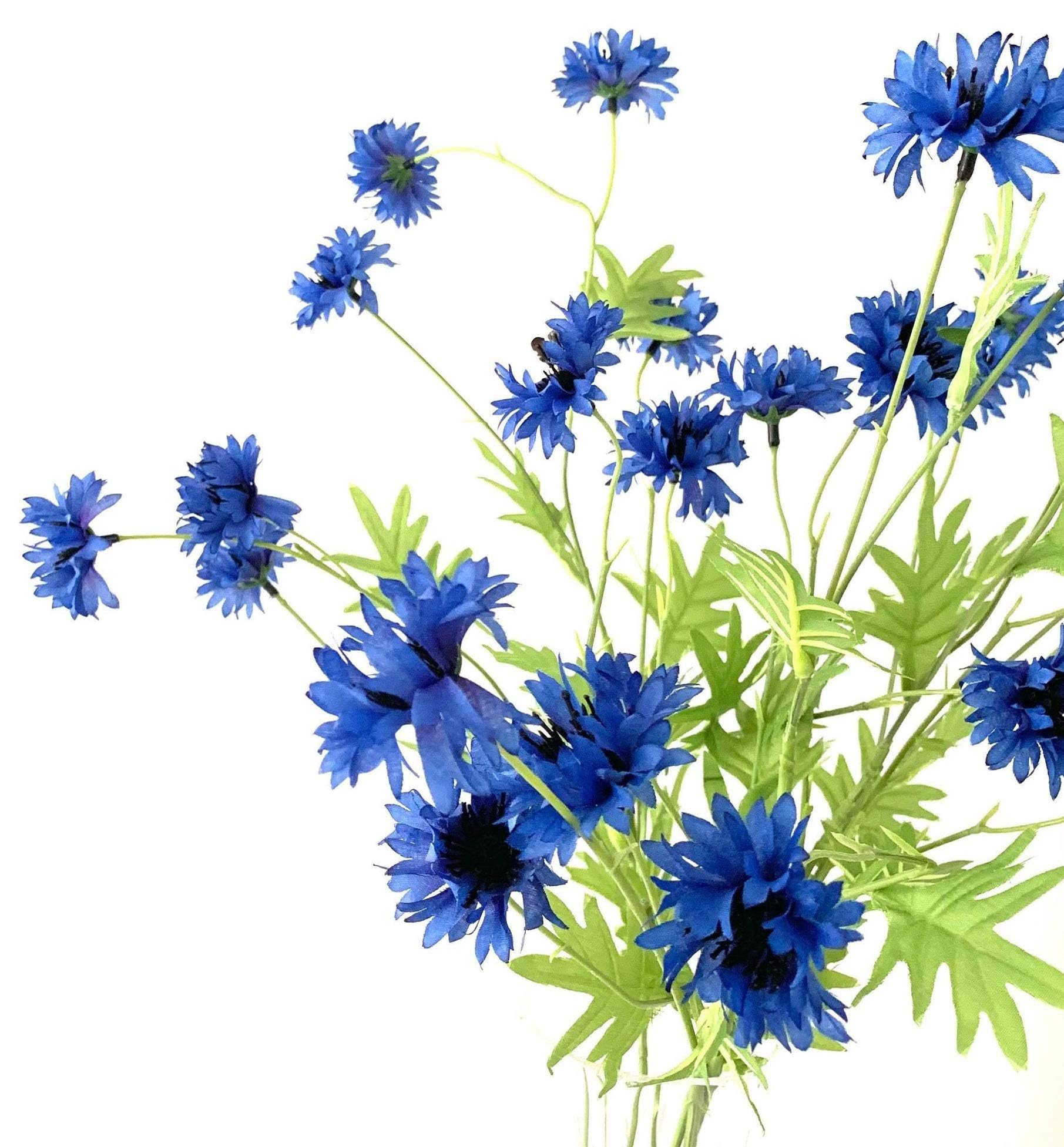 Neofleur 80cm Wild Blue Cornflower Flower Stem with 9 Heads. (1)