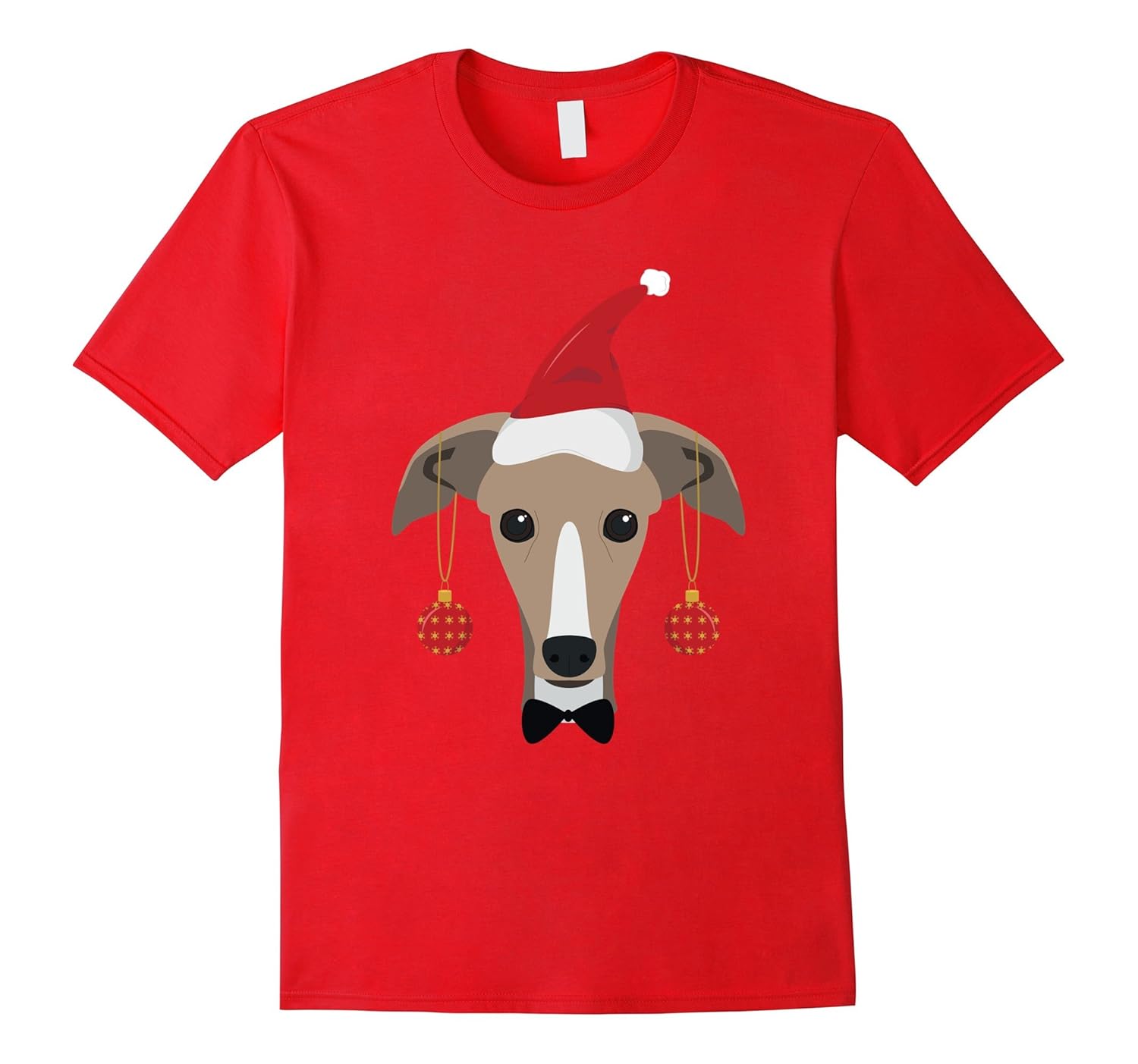 Greyhound Dog With Red Santa's Hat Funny Xmas Tshirt-ANZ