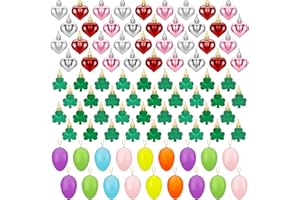 TWOWYHI 90PCS Mini Valentine’s Ornaments for Small Tree Decorative Hanging Ornaments Valentines Mini Ornaments Heart Ornaments Easter Ornaments St Patrick's Day Ornaments Shamrocks Ornament for Tree