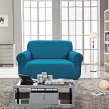 SAMSTEX 2 Seater Teal Stretch Sofa Cover 1-Piece Slipcover view 2