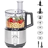 GE Food Processor, Large 12-Cup Vegetable Chopper for Shredding, Mincing, Dicing & Kneading Dough, 9 Stainless Steel Accessor