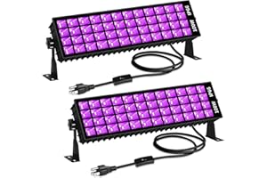 SHGPODA 2 Pcs 100W LED Black Light Bar, IP66 Waterproof Blacklight with 6ft Cord Switch, Black Lights for Neon Glow Party Fluorescent Poster Body Paint Birthday Bedroom Classroom Halloween Christmas