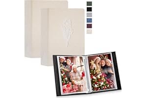 Lanpn Small Photo Album 4x6 2 Packs, Linen Hard Cover Mini Archival Acid Free Top Load Pocket Photo Book with Sleeves that Holds 52 Vertical Only 4 x 6 Picture (Beige)