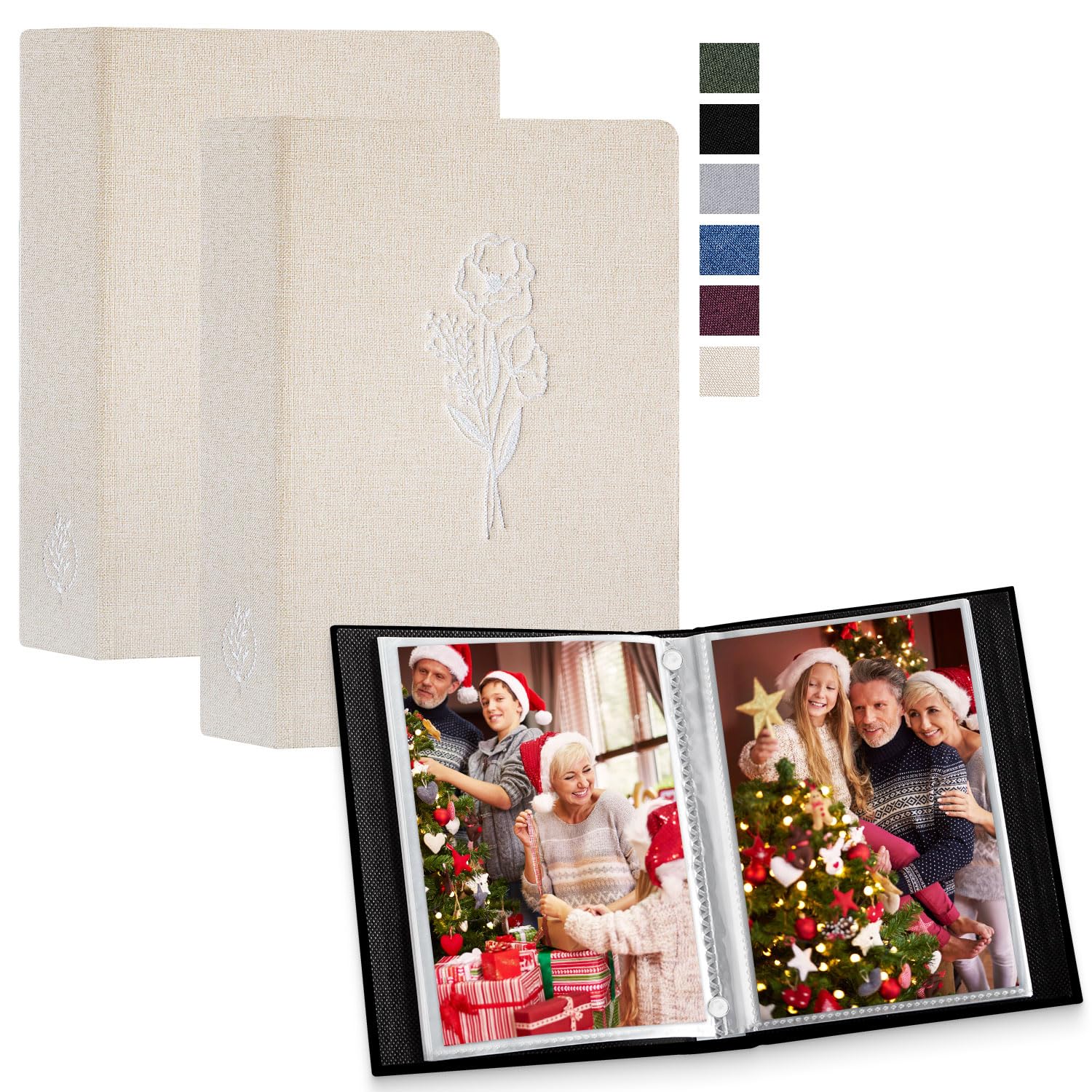 Lanpn Photo Albums 7x5 2 Packs, Linen Cover Small Acid Free Top Load Pocket Photo Book Picture Album Holds 52 Portrait Only 7 x 5 Picture (Beige,13x18 cm)