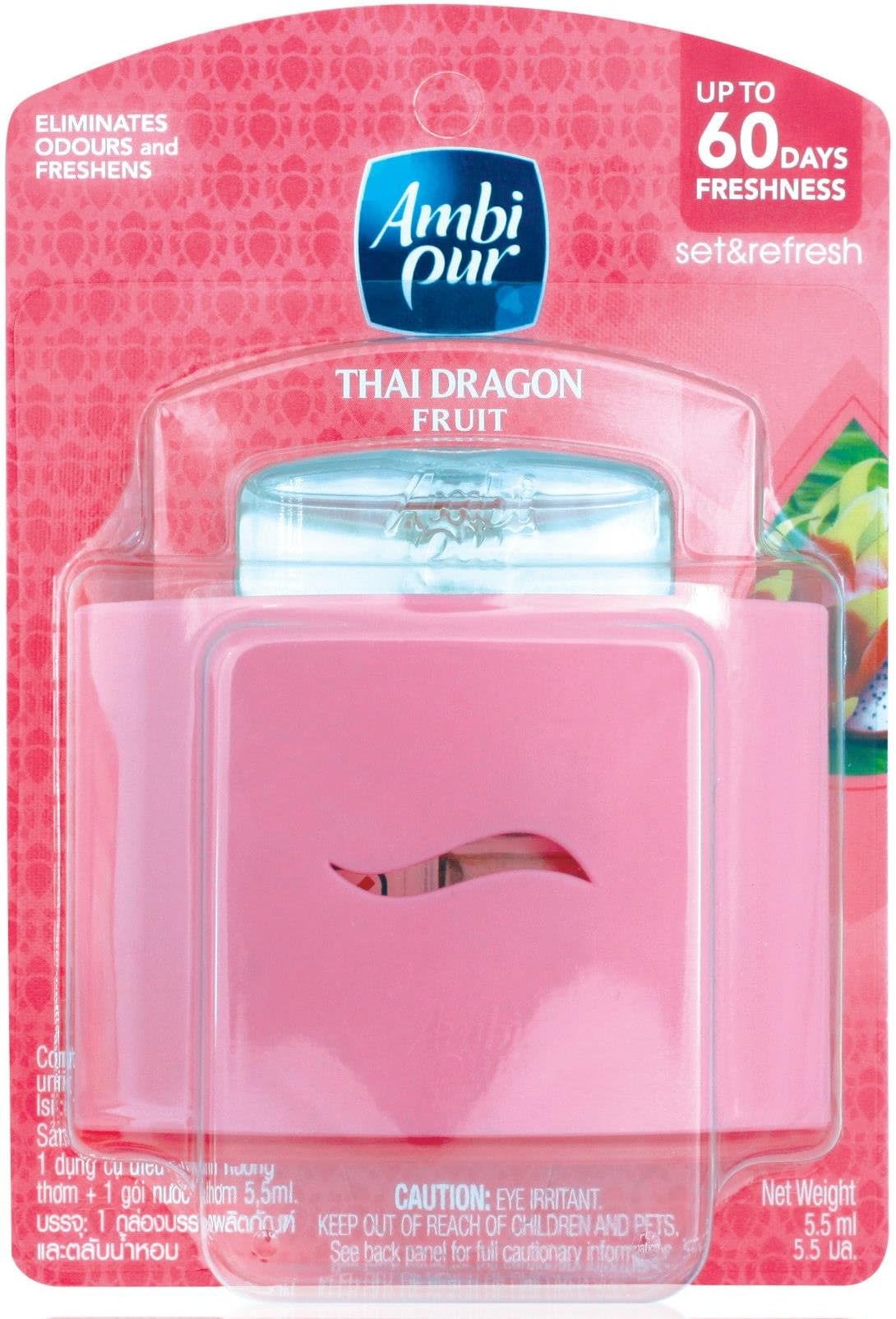 Ambi Pur Air Freshener Set & Refresh Thai Dragon Fruit 5.5ml-each, 3 Count