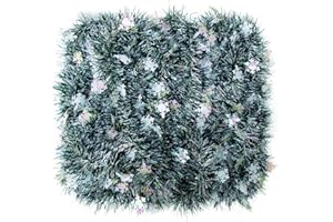 SHINHYE Hewolf Christmas 33ft Tinsel Twist Garland for Christmas Tree Decoration Xmas Green Foil Tinsel Garland with Snowflake Ornaments for Christmas Party Indoor Outdoor Party Decoration 1