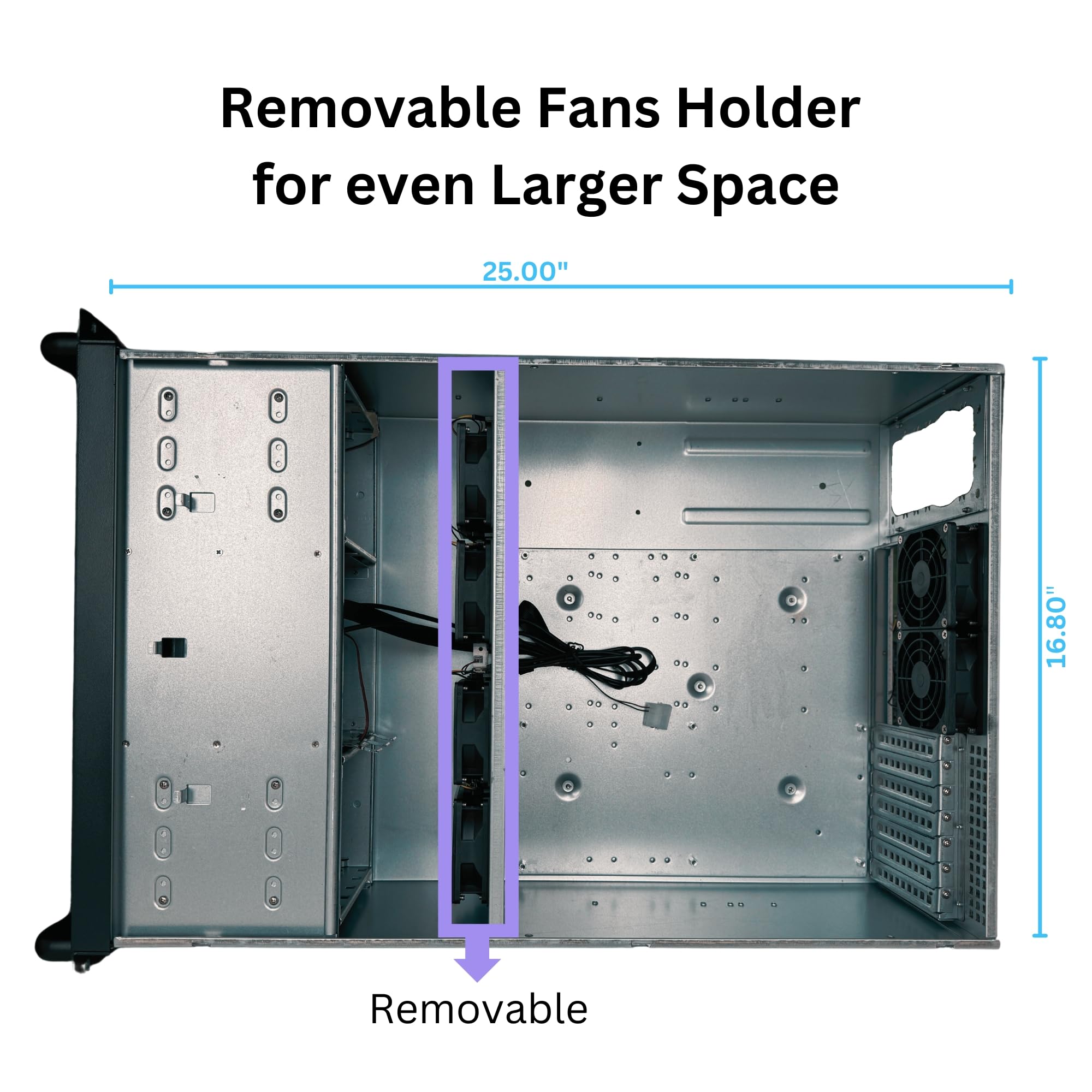 4U Server Chassis, Rackmount Server Case; 13x HDD Bays (10x3.5 & 3x5.25); E-ATX/CEB/EEB/ATX Motherboards; Fan: Front 2X 120mm, Mid 4X 80mm, Rear 2X 80mm; Front Lock, Size:16.8X 7.0X 25.0
